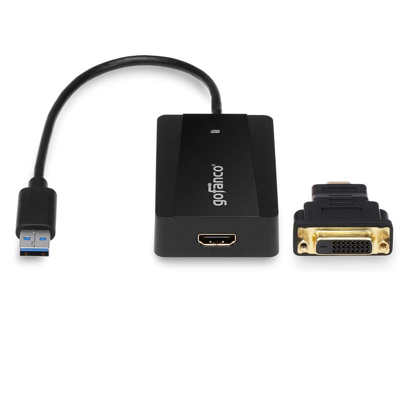 gofanco USB 3.0 to HDMI Video Graphics Adapter for Multiple Monitors - Up to 2560x1440 for Windows and macOS, DisplayLink Chip, Includes HDMI-to-DVI Adapter, USB 3.0 Video Adapter (USB3HDMI) - Image 1